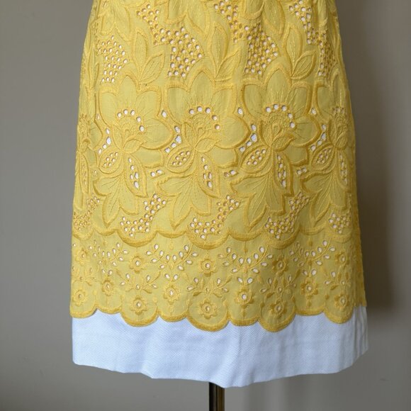 NWT Antonio Melani Yellow Eyelet Dress Women 6 Belted Sleeveless Embroidered “Ca - Picture 5 of 10